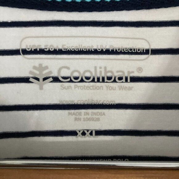 Coolibar Coppitt Weekend Polo Shirt Men XXL Performance Striped UPF 50+ Outdoors - Picture 5 of 9